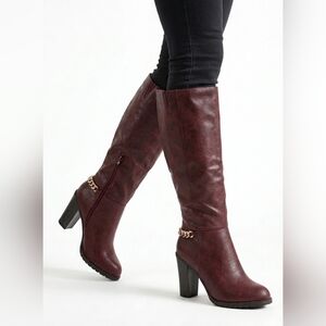 Leila Stone "Salina" Knee High Wine Colored Boots NWOB